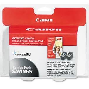 Canon 0615B009 PG-40, CLI-41 & Glossy Photo Paper Combo Pack. Ink Tank / Paper Kit - Pixma IP16